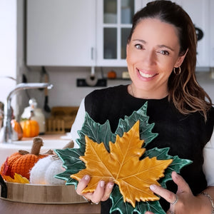 Burnt yellow ceramic maple leaf