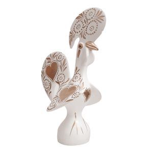 Portuguese rooster in white-gold ceramic