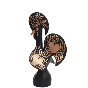Portuguese rooster in black-gold ceramic