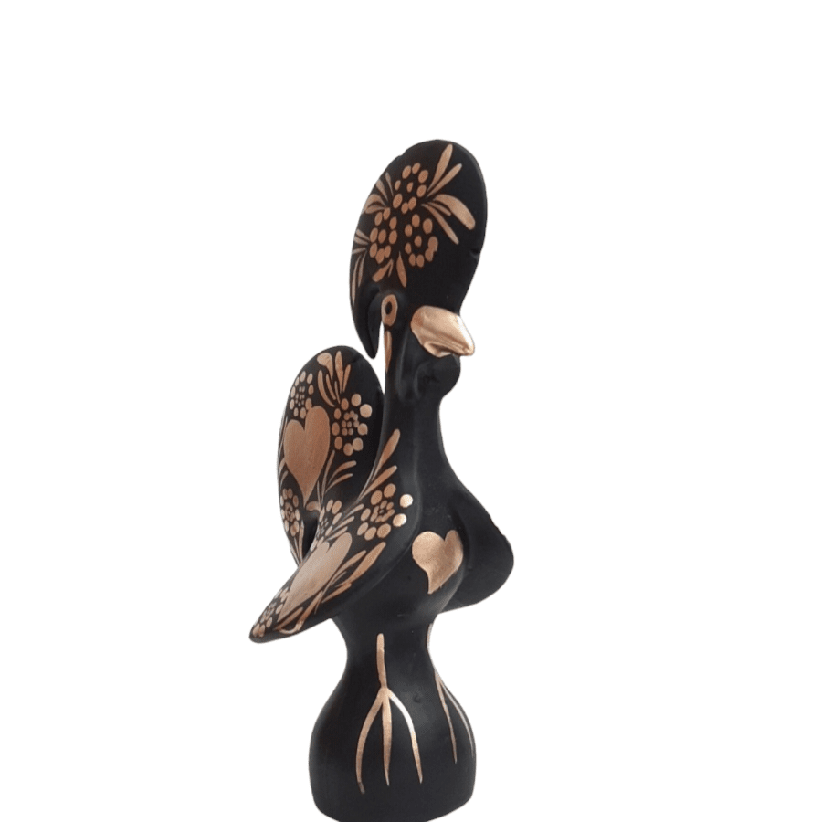 Portuguese rooster in black-gold ceramic