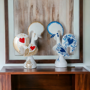 Portuguese rooster in ceramic hearts