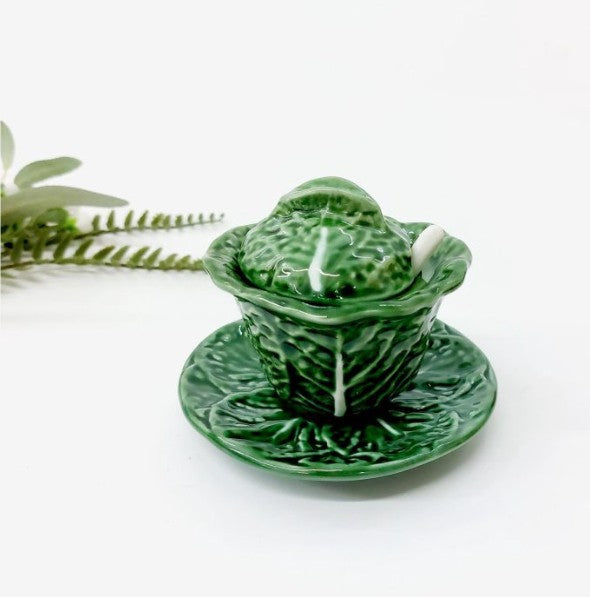 Sucrier en céramique - Chou vert