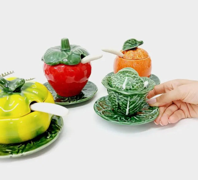 Sucrier en céramique - Chou vert