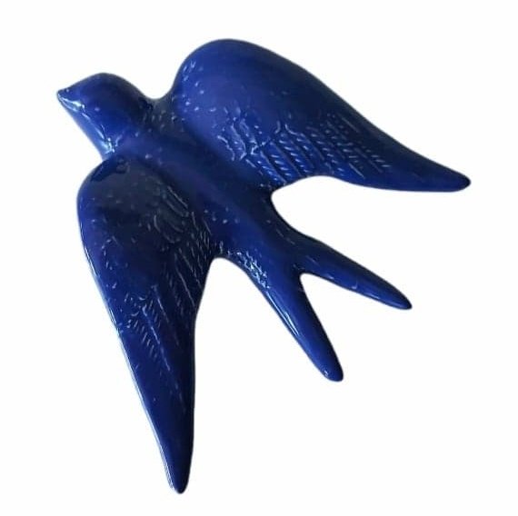 Ceramic swallow - cobalt blue