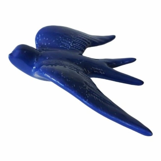 Ceramic swallow - cobalt blue