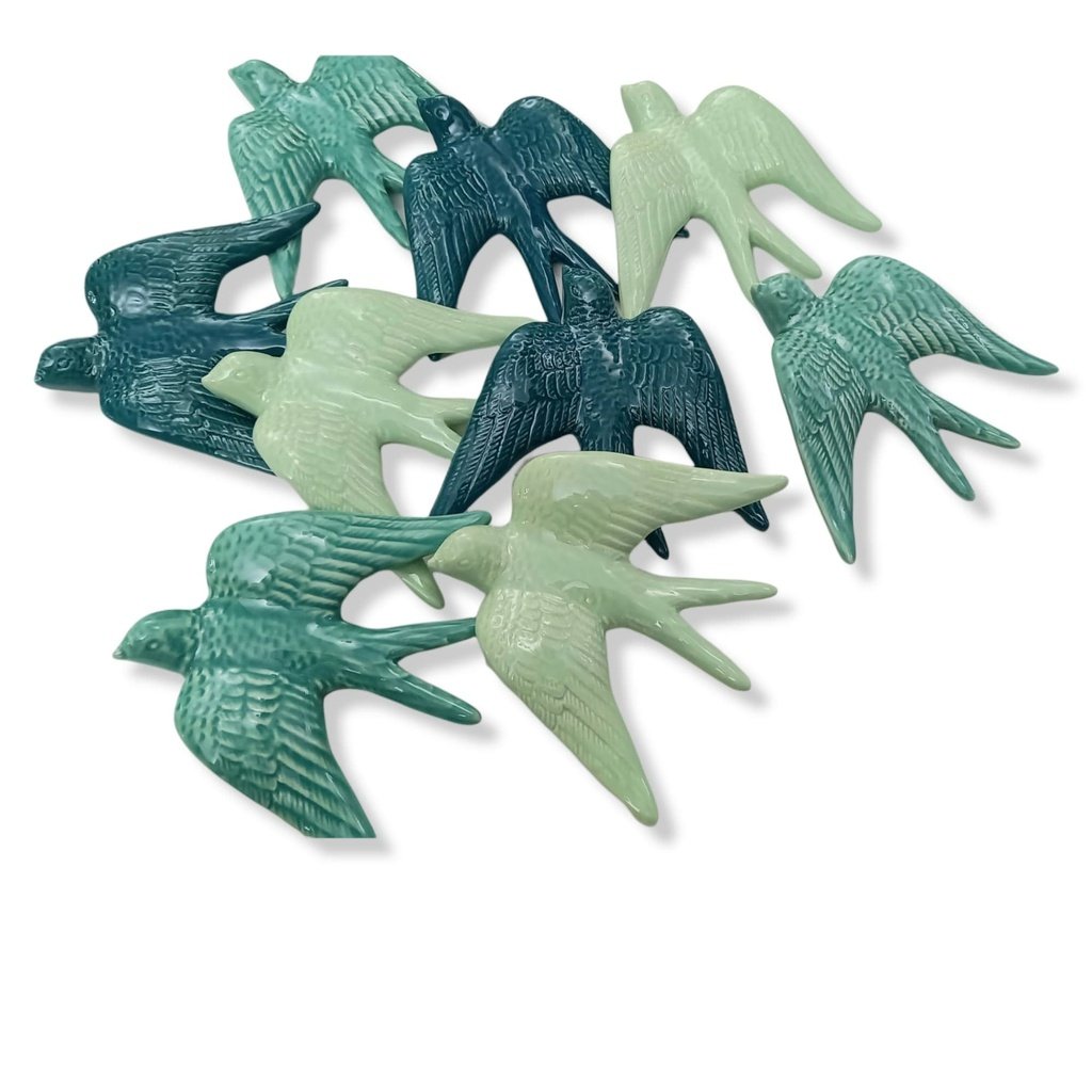 Ceramic swallow - green