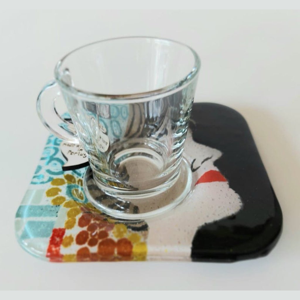 Espresso cup and saucer ''Amalia'' in fused glass