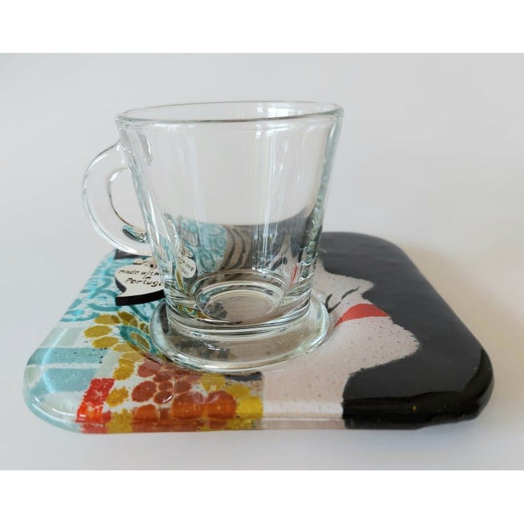 ''Amalia'' espresso cup and saucer in fused glass