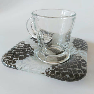 Espresso cup and ''Calçada'' saucer in fused glass