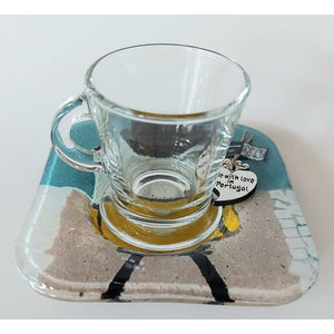 ''Eletrico 28'' espresso cup and saucer in fused glass