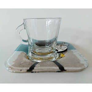 ''Eletrico 28'' espresso cup and saucer in fused glass