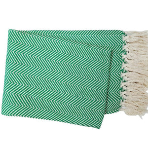 Couverture motif zigzag vert